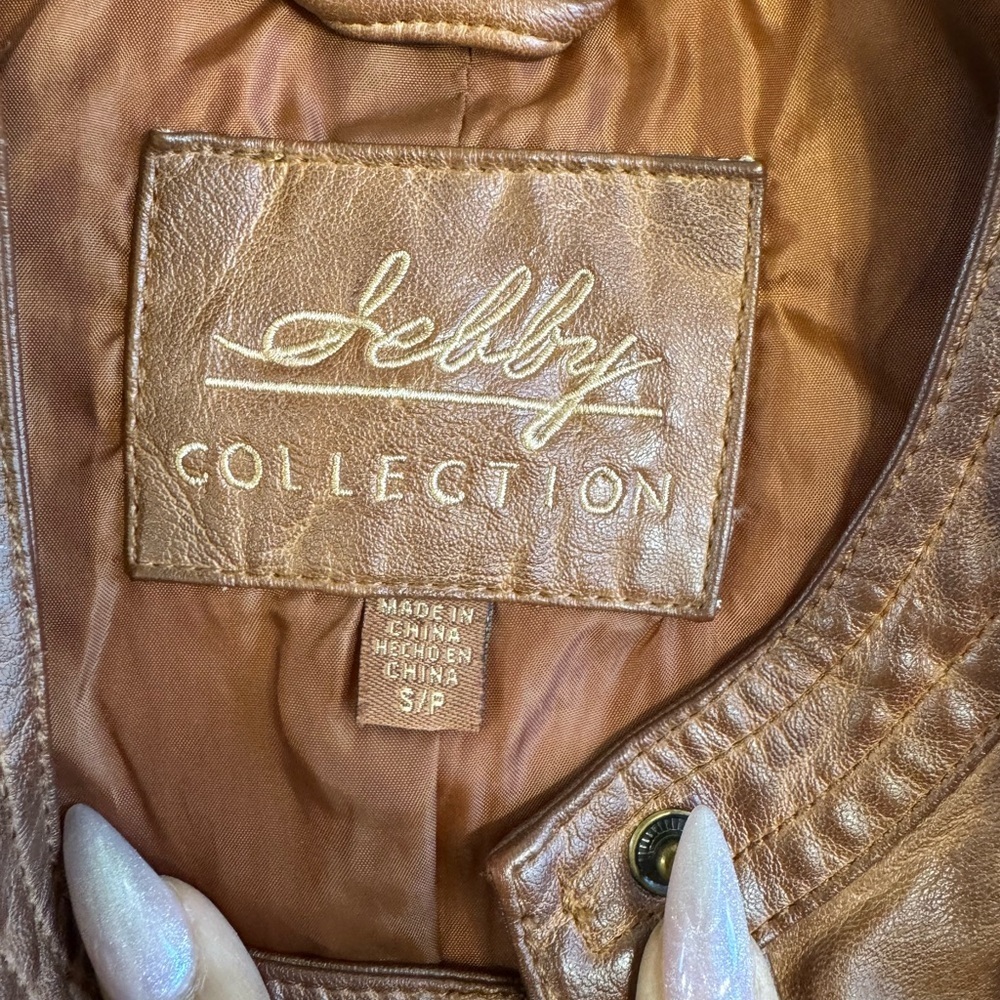 Sebby Women's Brown Leather Moto Jacket - Picture 8 of 9